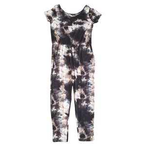 NWT Tie Dye Jumpsuit w/ Pockets Short Sleeves Brown/Blue Plus Size 1X
